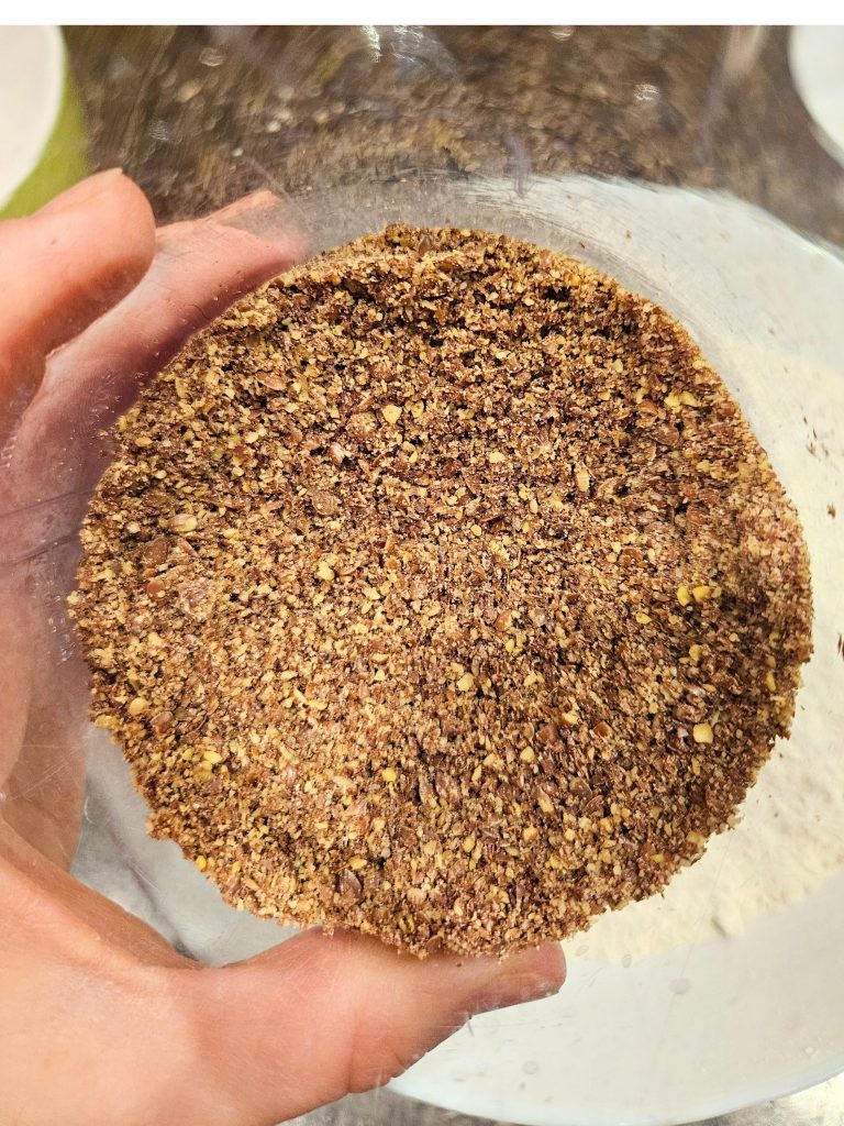 ground flax in a clear container