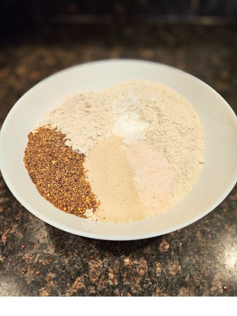 dry ingredients in a white bowl